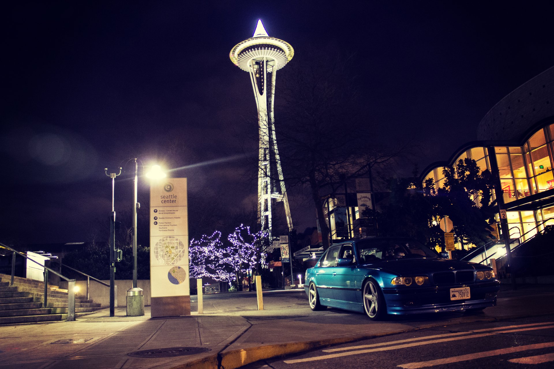 bmw e38 750il bmw boomer ciudad noche luces seattle