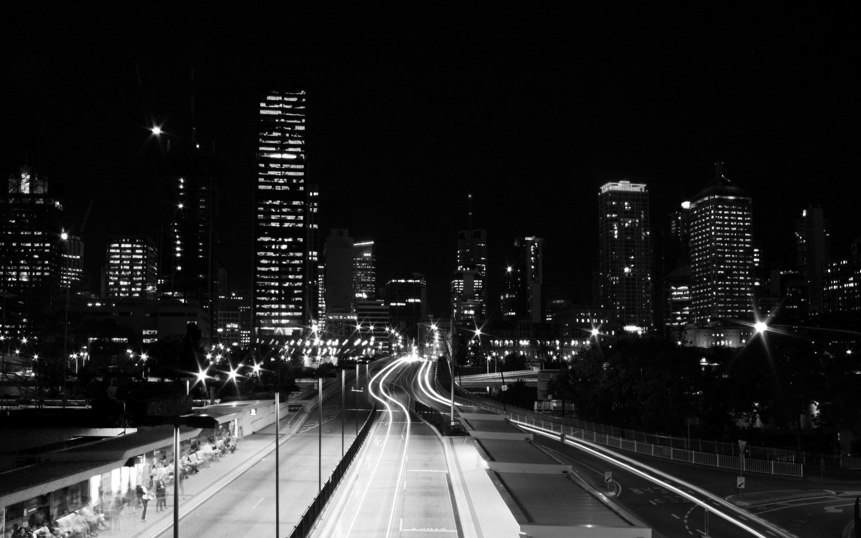 bianco e nero strada luci