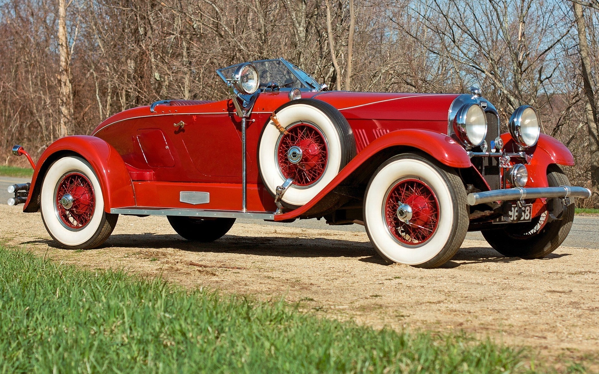 hierba coche rojo gris retro