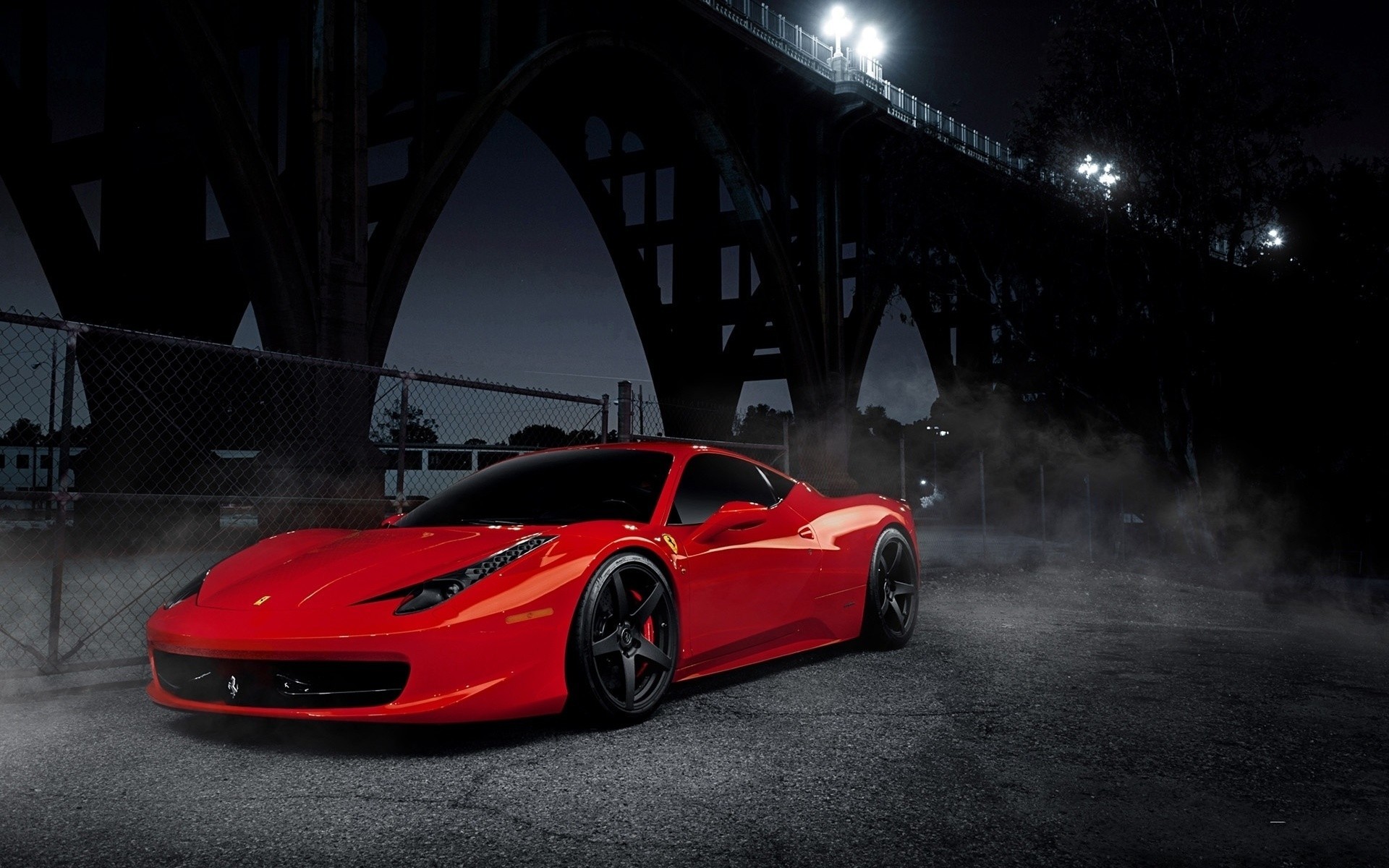 italia ferrari rojo noche negro puente 458 italia llantas