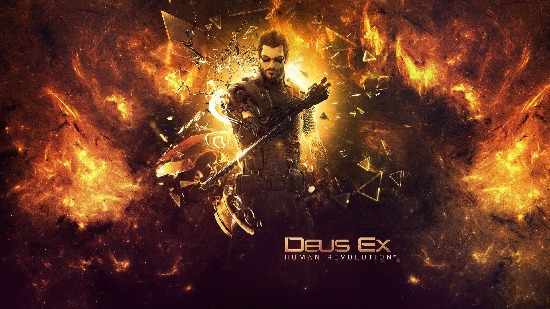 deus ex human revolution deus ex rewolucja ludzka adam jensen ogień odłamki rysunki anime mężczyźni-a