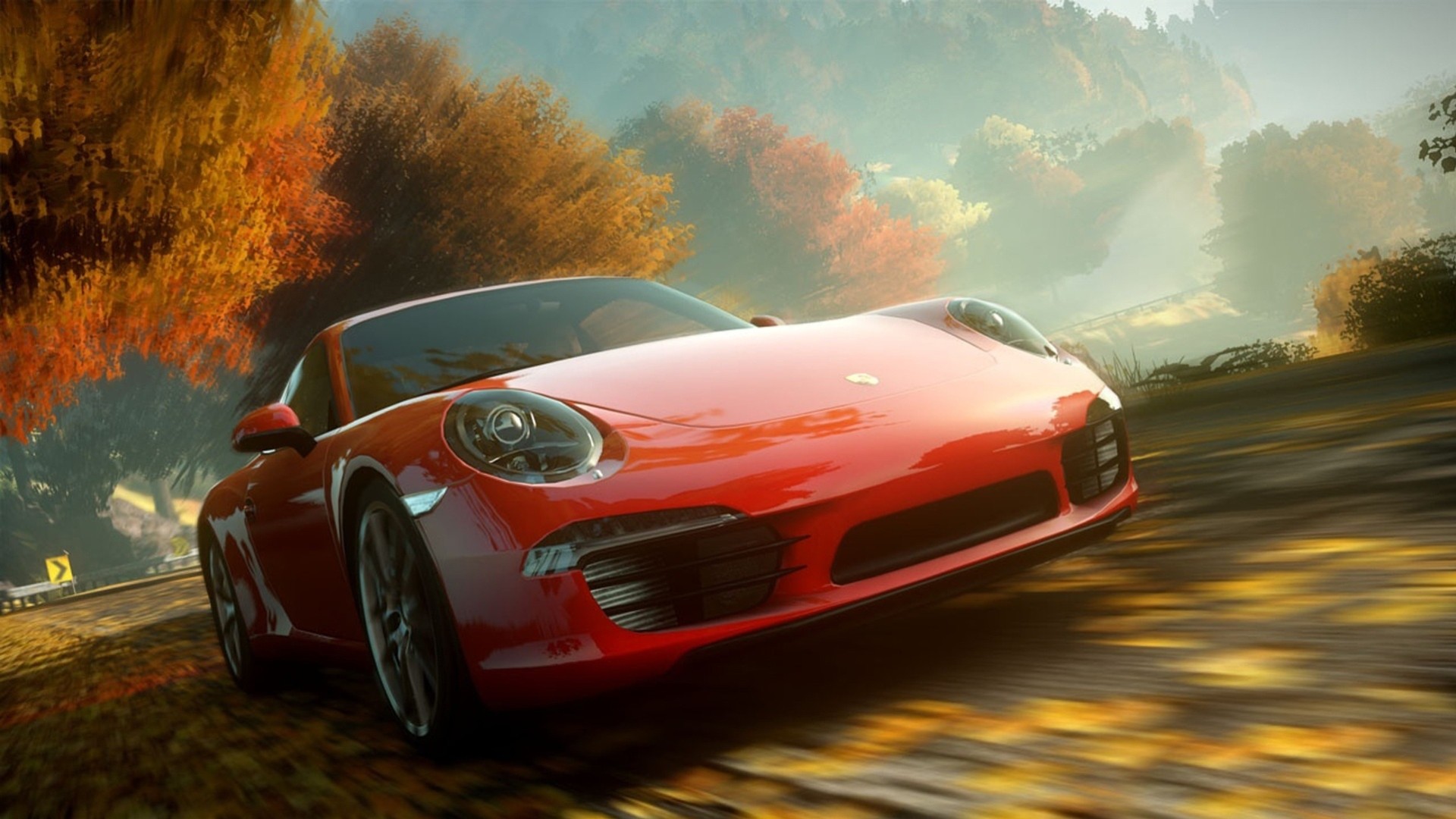 auto porsche grau herbst straße