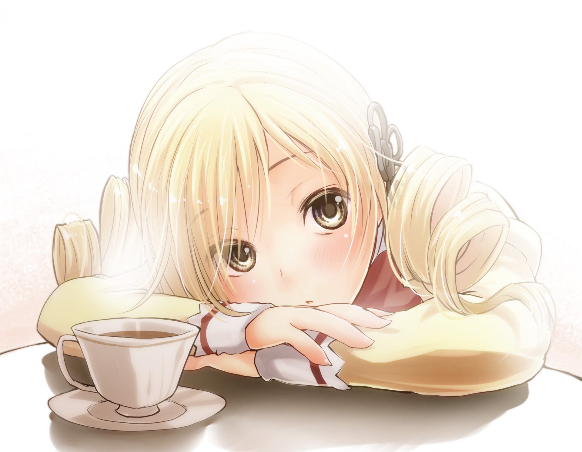 anime breakfast mood girl sadness tea drawings girls eye