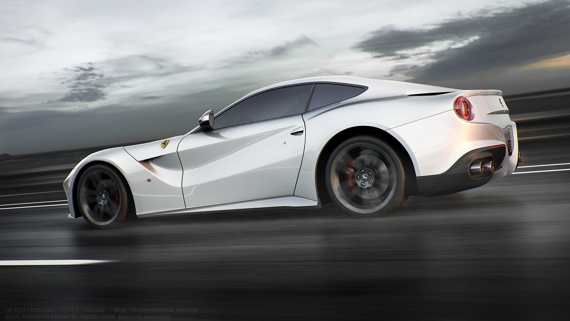 ferrari f12 berlinetta trasero blanco velocidad carretera