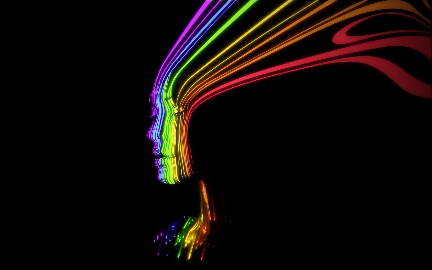 arte minimalismo viso colori neon arcobaleno sfondo nero sfondo scuro creativo capelli luce stile semplicità spettro