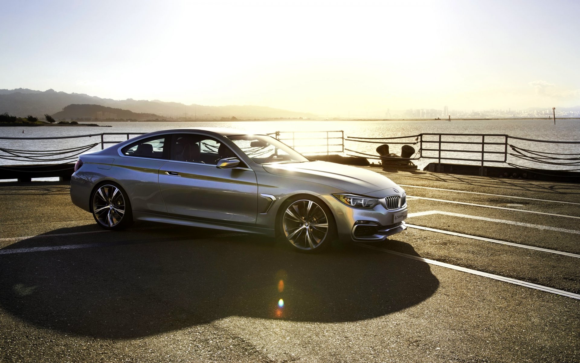 bmw serie 4 coupé concepto auto coche plata luz resplandor muelle sombra