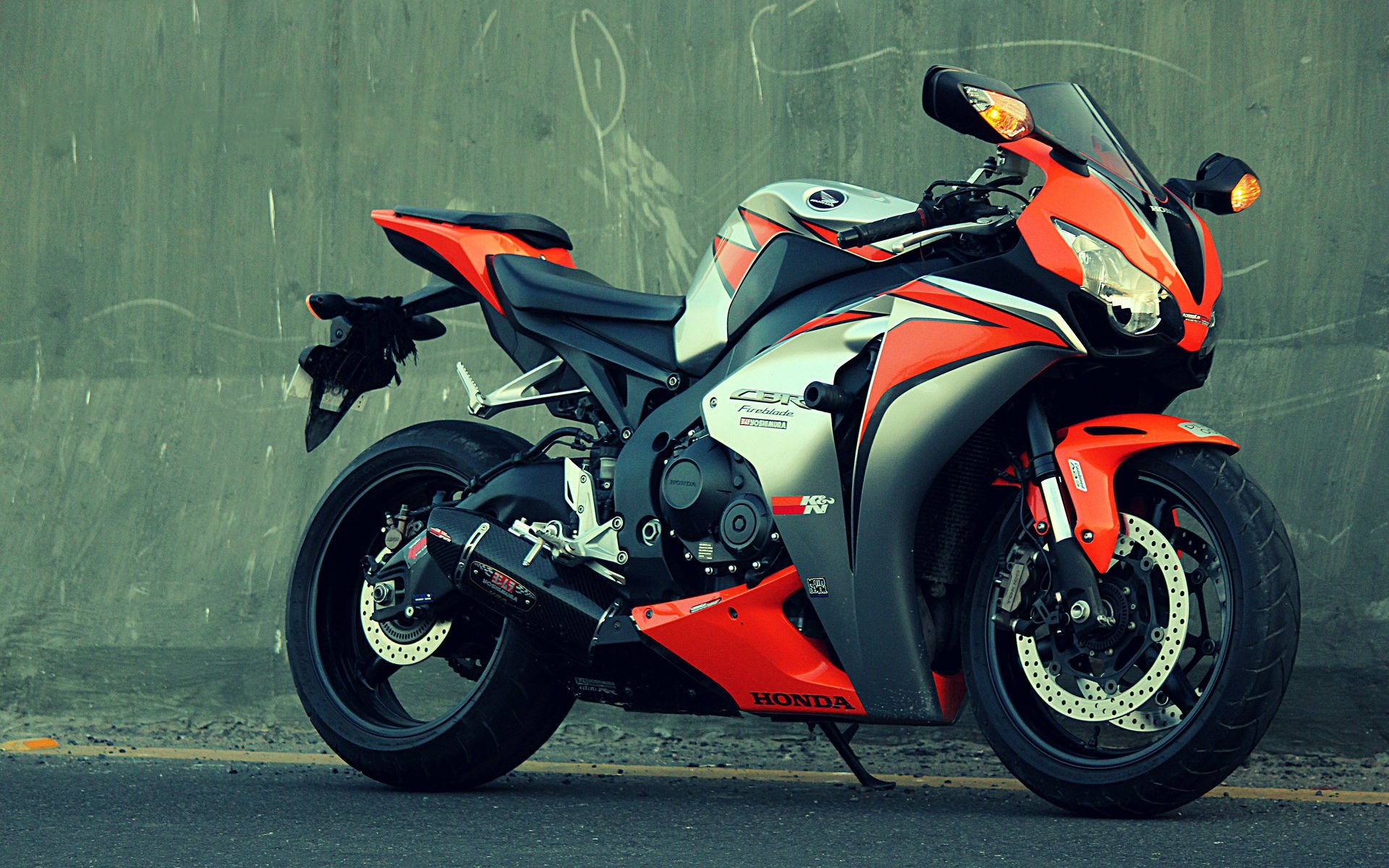 honda cbr1000fireblade orange bicycle honda motorcycle wall