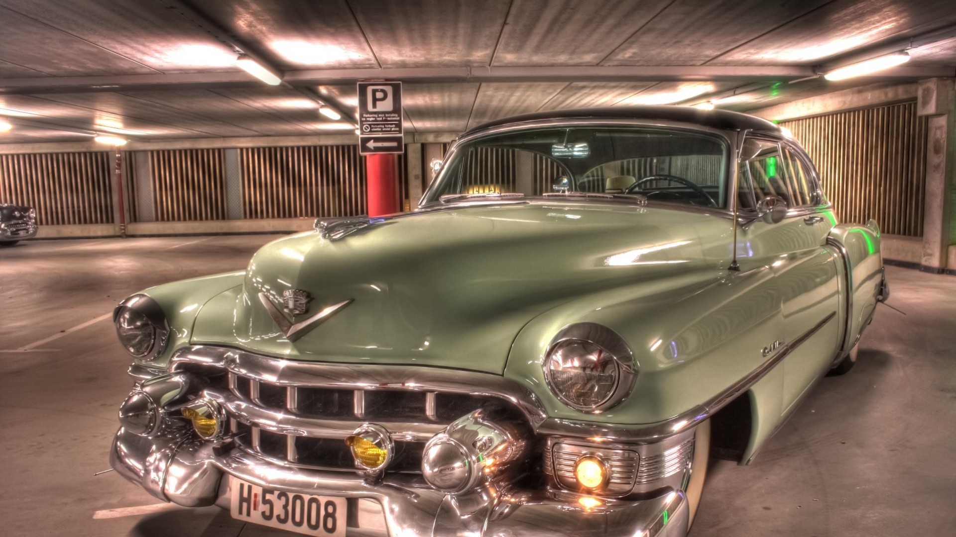 phares voiture parking vintage