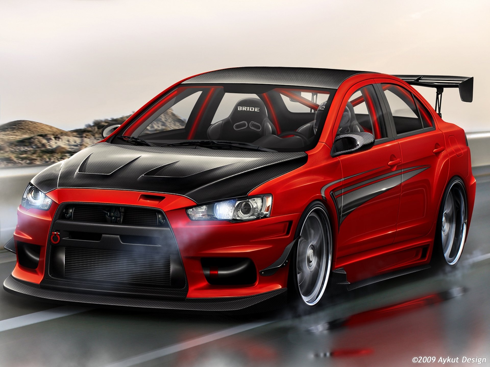 mitsubishi zawody evolution lancer red red tuning evo x