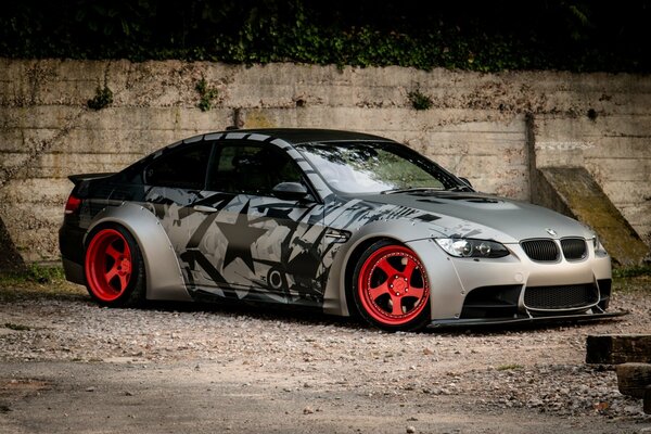 Tuned BMW M3 car with red discs