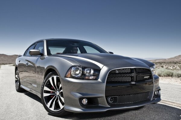 Muscle car Dodge charger SRT8 gray
