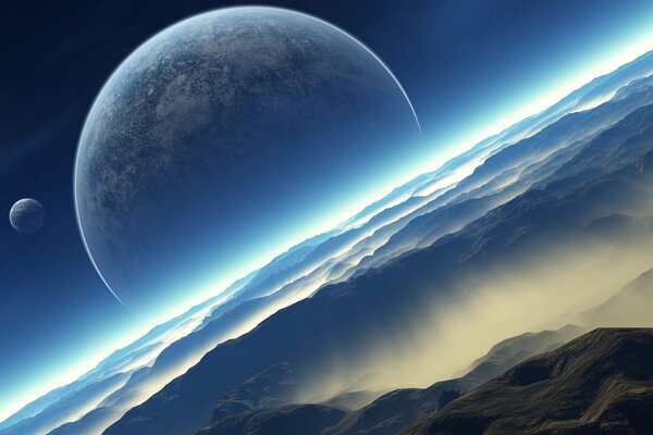 Ogromna planeta na horyzoncie nieznanej planety
