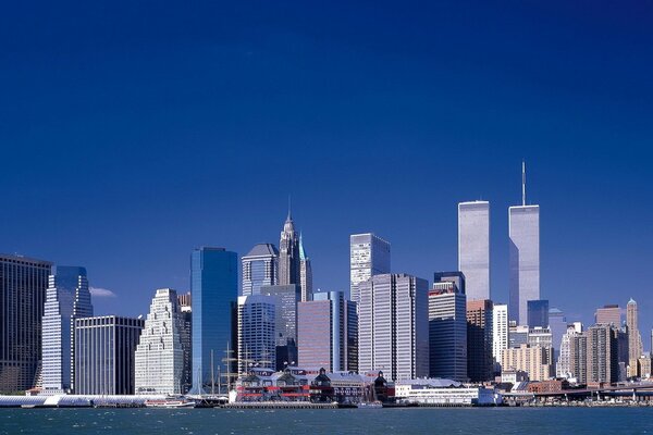 Skyscrapers on a sunny day with twin towers