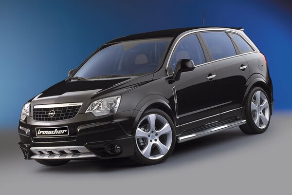 Opel Antara car in black on a blue background