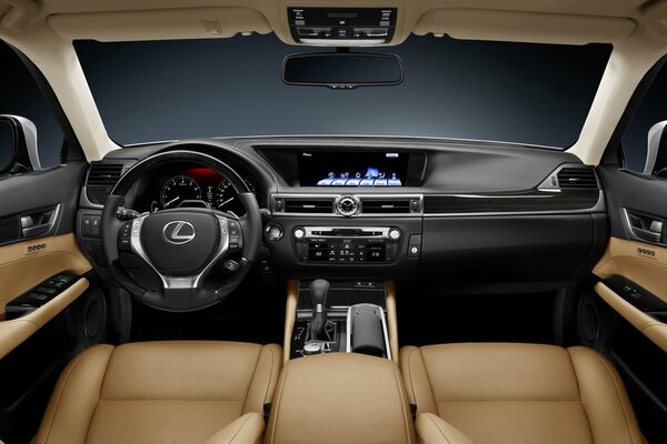 Leather interior of the lexus gs350 2012 car