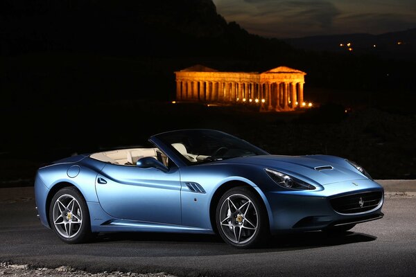 California night with a Ferrari convertible