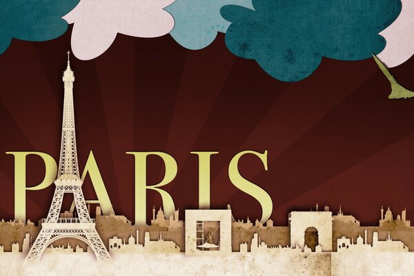 Napis Paris ze stylizowaną Wieżą Eiffla