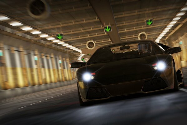 Lamborghini car at high speed