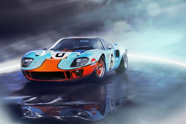 Ford gt40 on a mirror surface