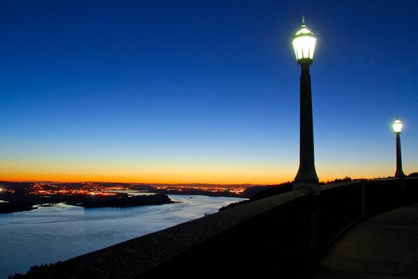 Exciting summer sunset and lantern