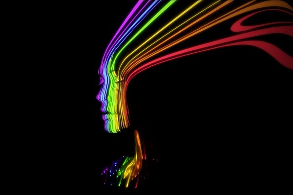 Image of a girl s face with spectral lines