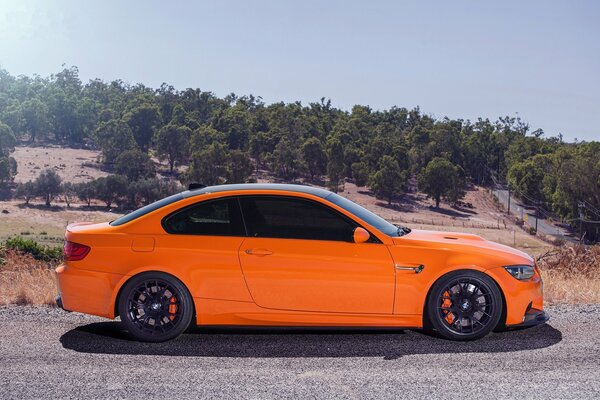 Orange m3 E92 bmw tuned wheels