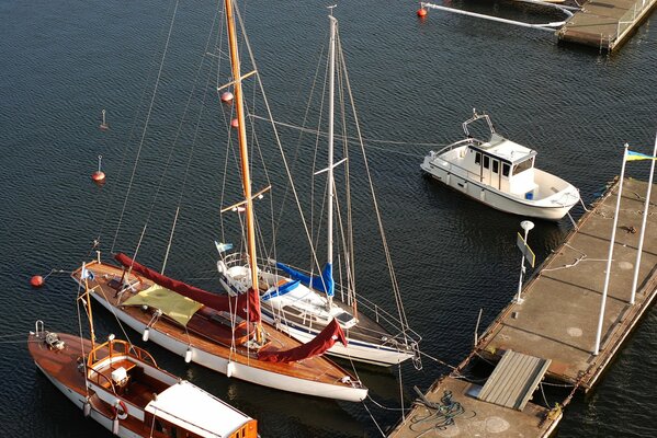 Yachts are moored in Stockholm