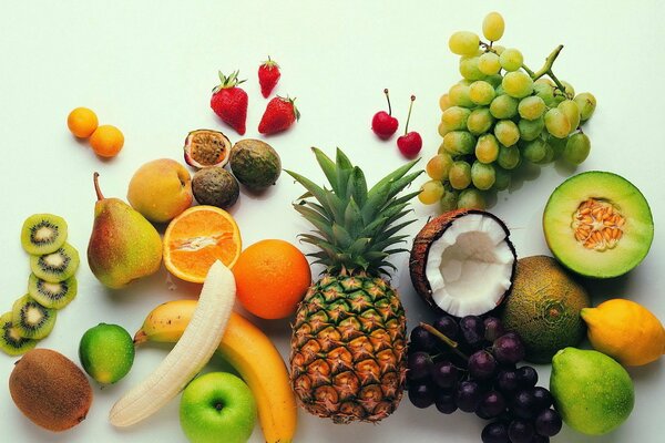 Bright and colorful still life of fruits