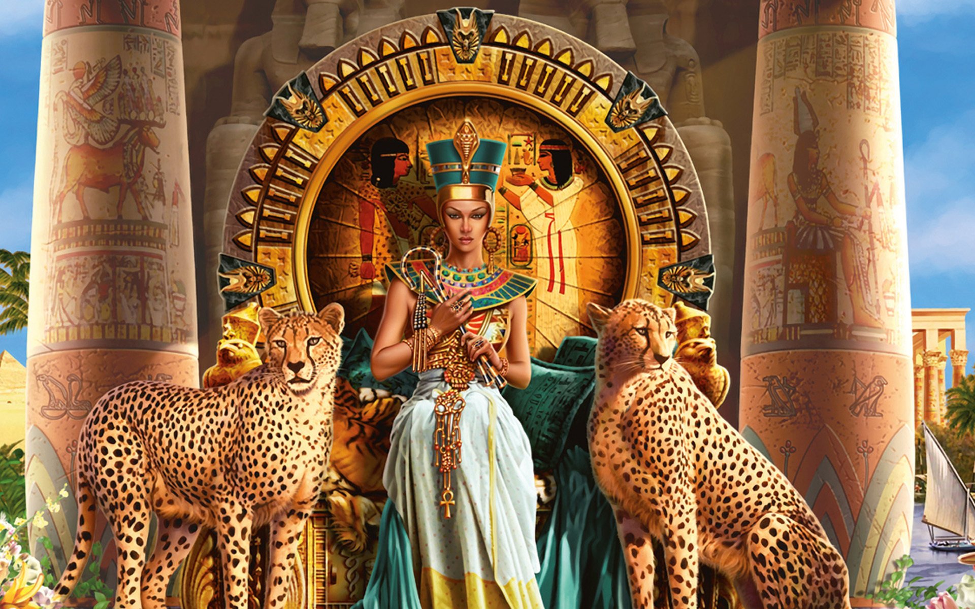 egypt cleopatra myths queen leopards legends columns cheetah