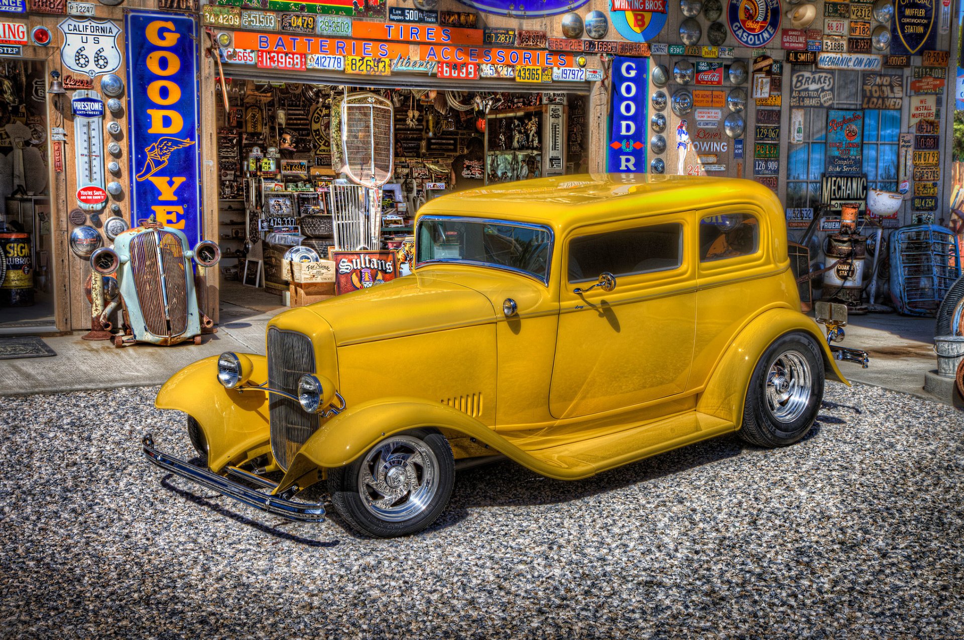 ford coche clásico retro servicio gasolinera gasolinera