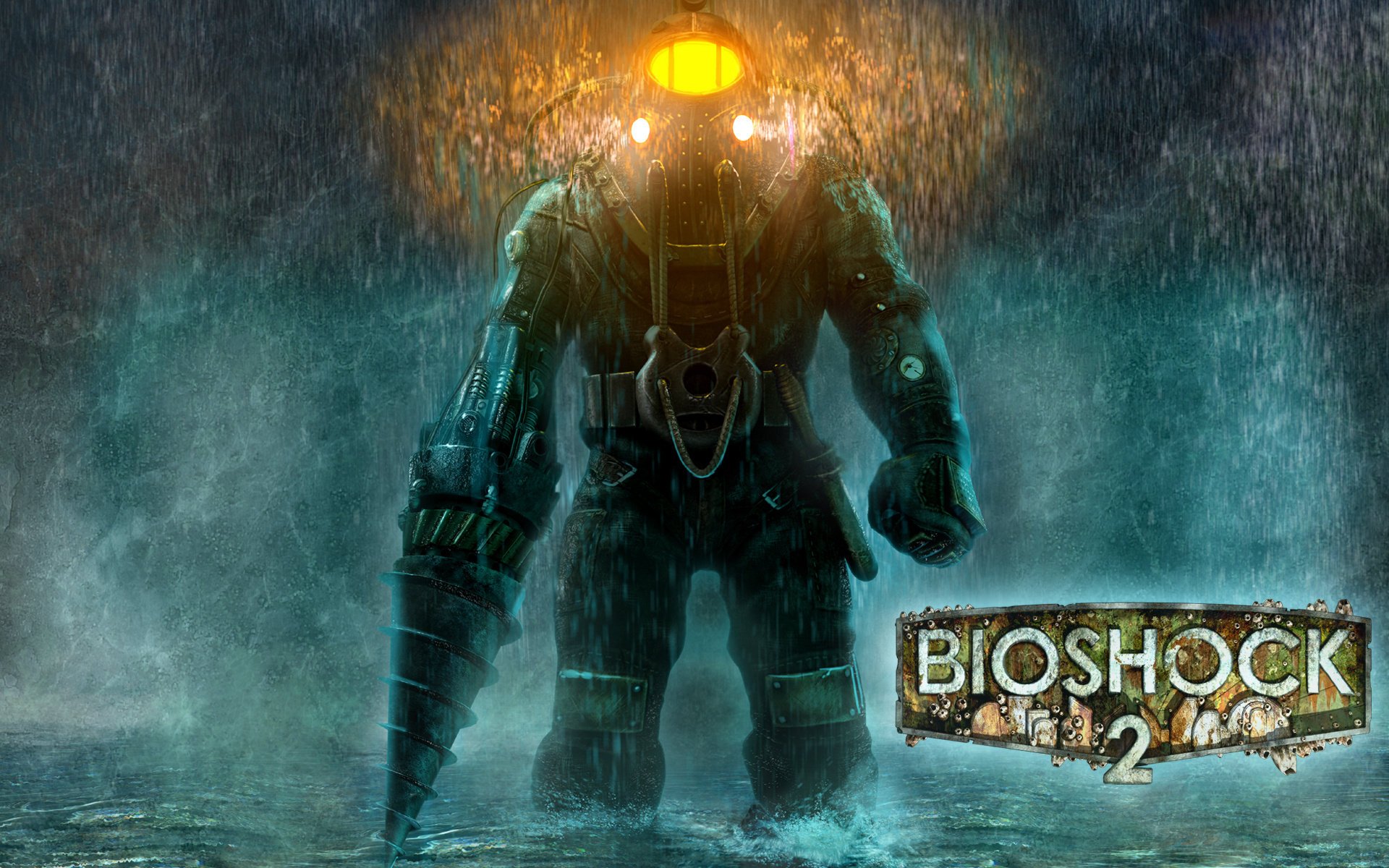 bioshock 2 big daddy bioshock 2 jeux pluie combinaison spatiale inscription arme action