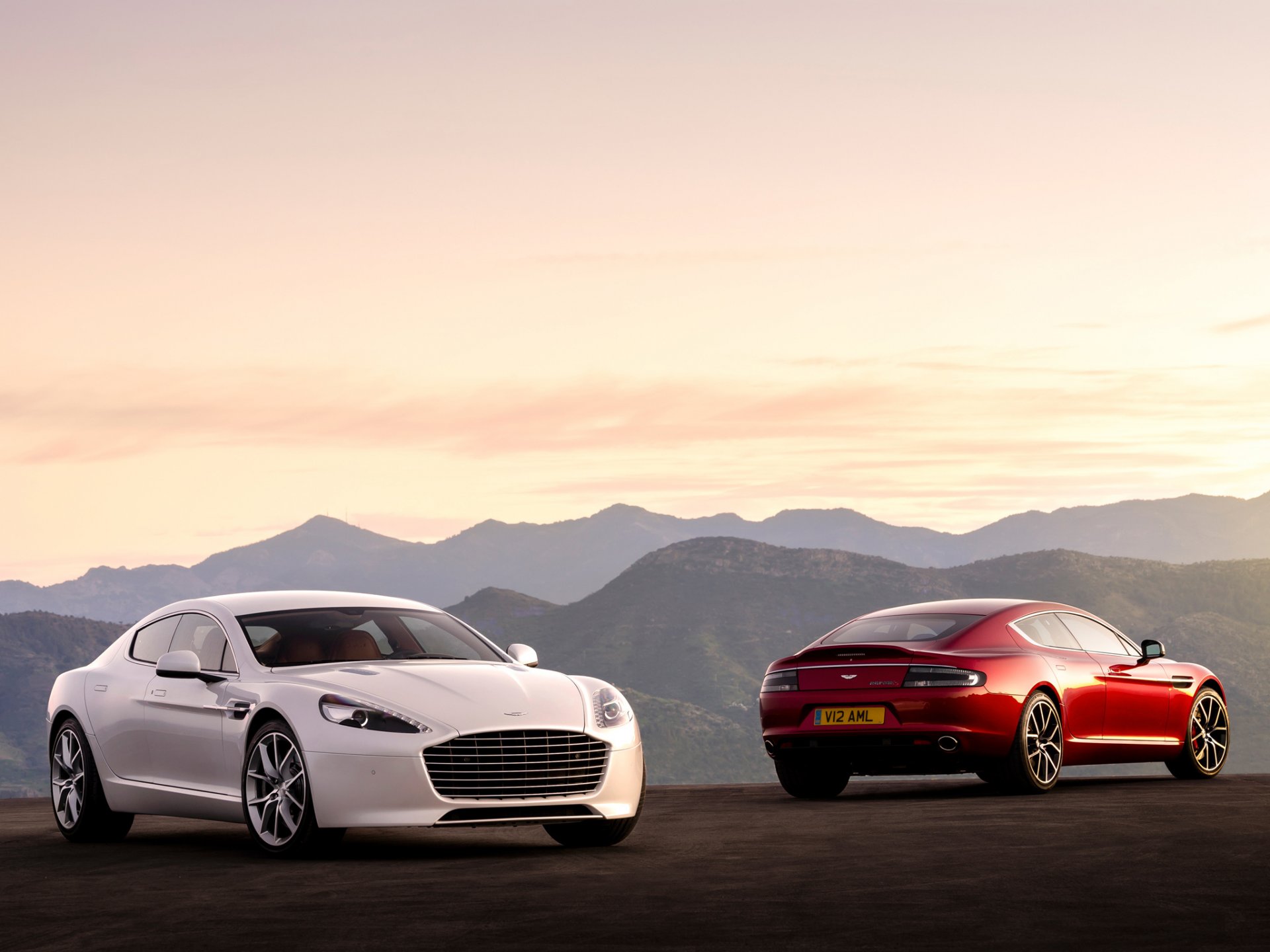 aston martin rapide s machinery two white red