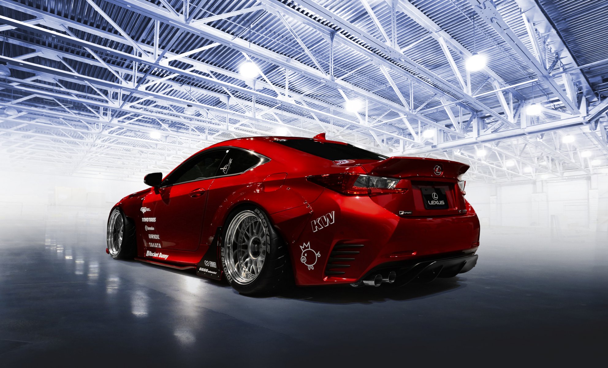 lexus rc-f tuning conejo cohete rojo coche