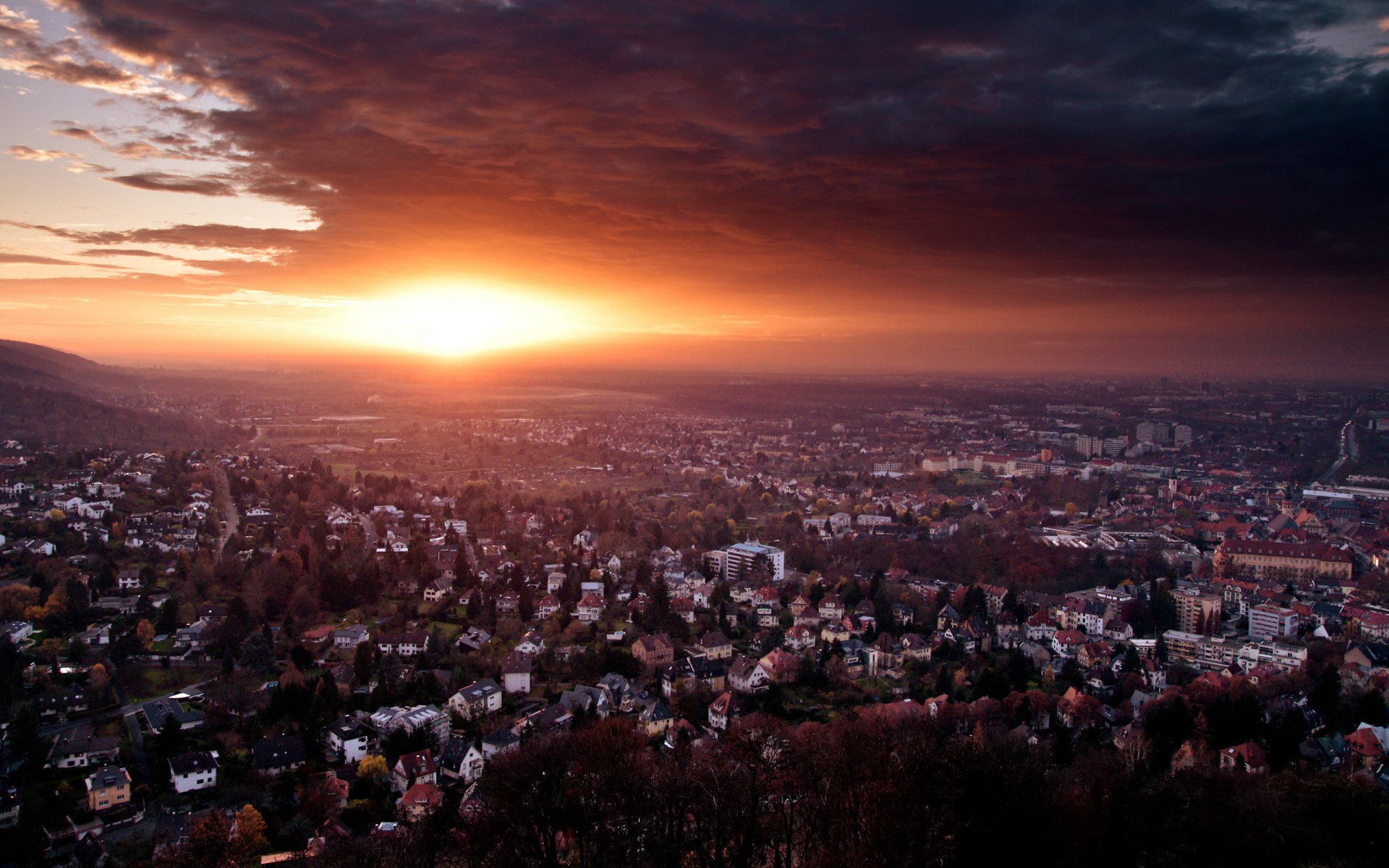 fin del día puesta del sol ciudad fin del día alemania