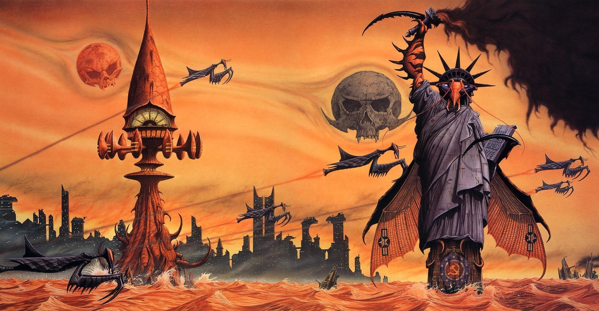 rodney matthews otra realidad escudo de armas de la urss insectos surrealismo cráneo estatua dragones ficción