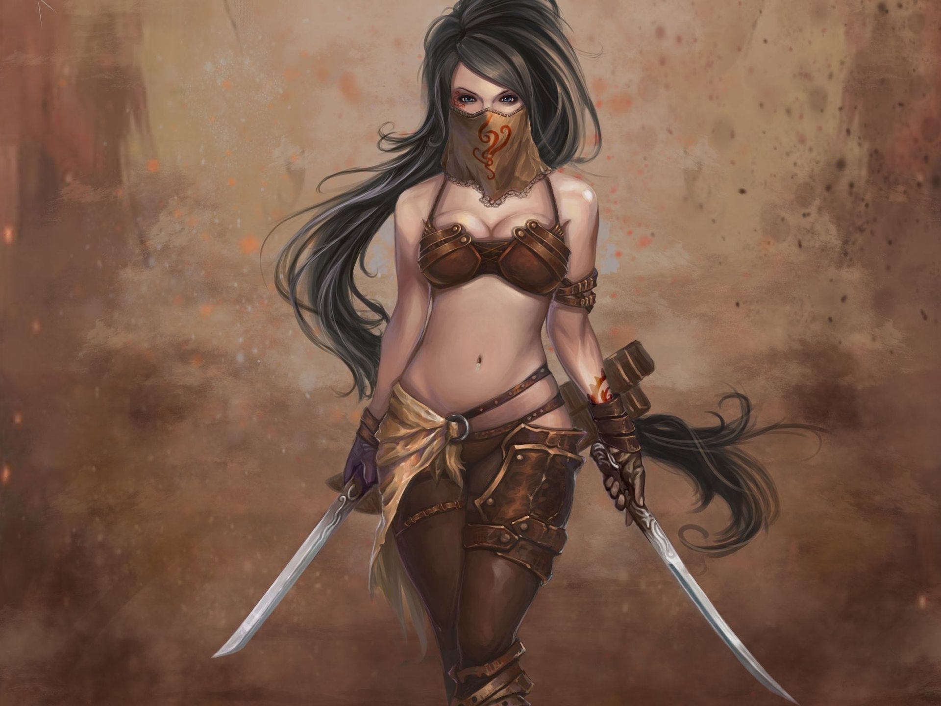 dragon soul swords warrior girl long hair headband weapons armor drawings anime