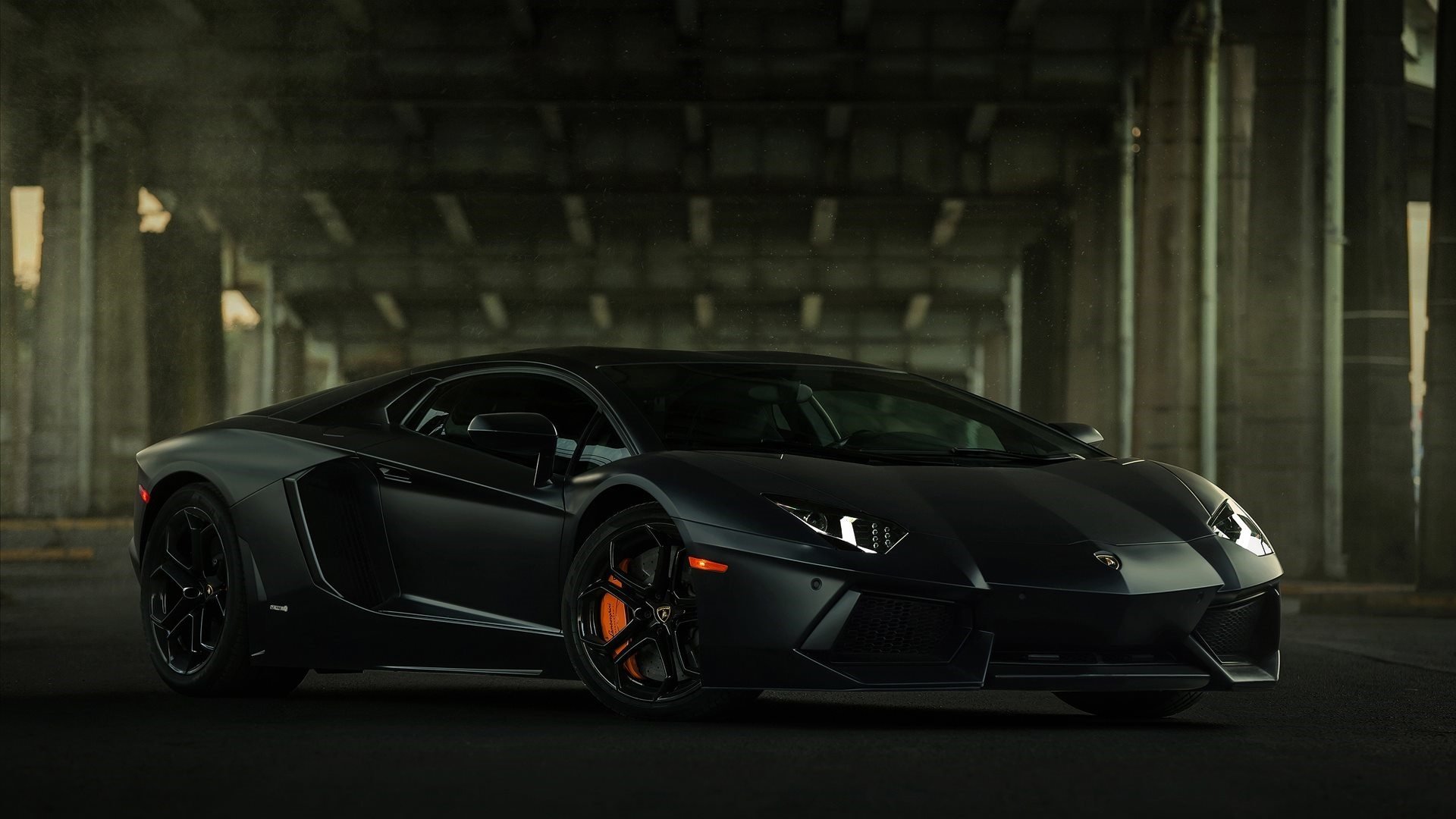 lamborghini aventador lp700-4 black bridge brake supercar