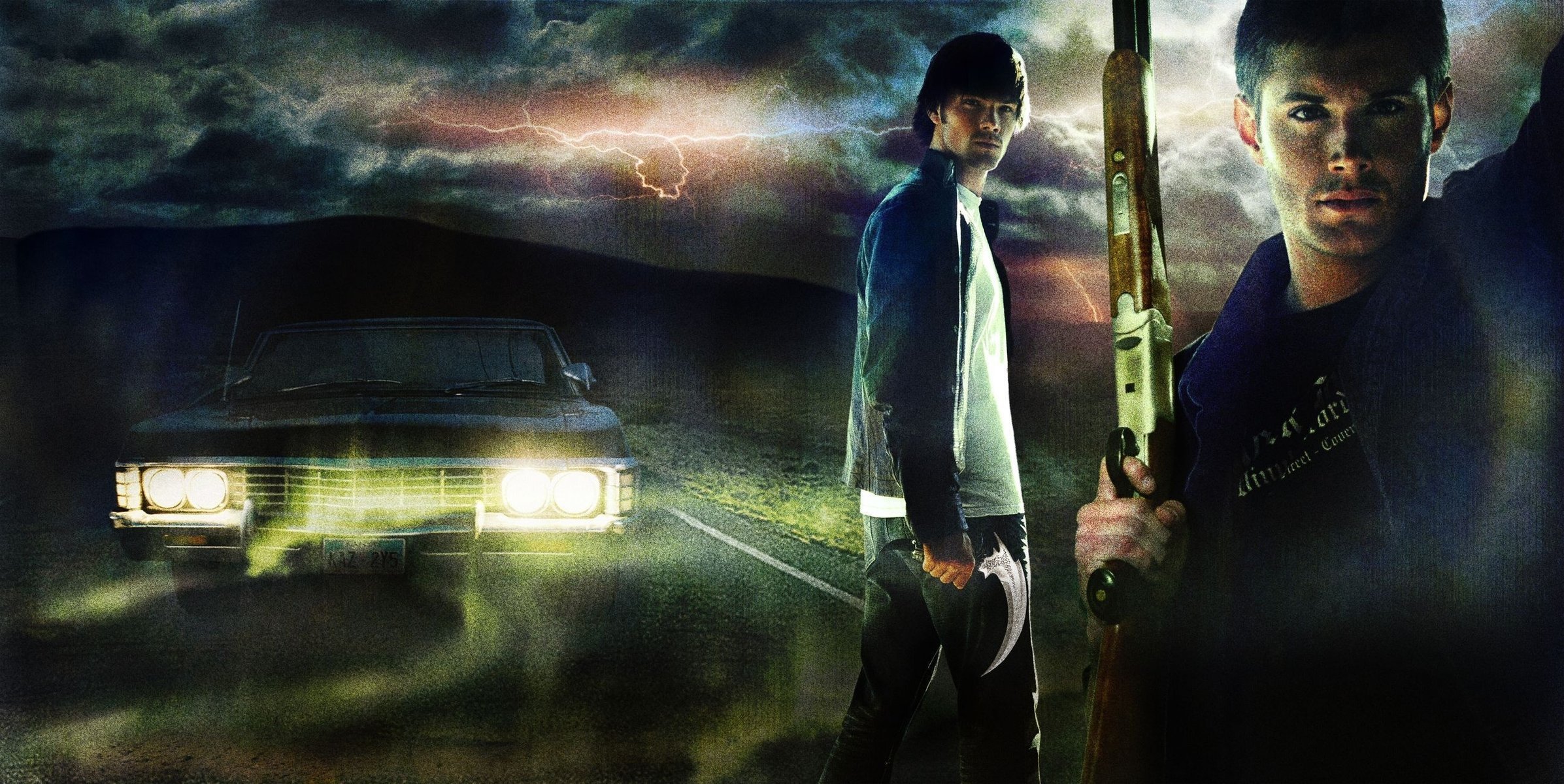 upernatural impala lights guys heroes weapons auto lightning category the storm the sky night headlights movie frame