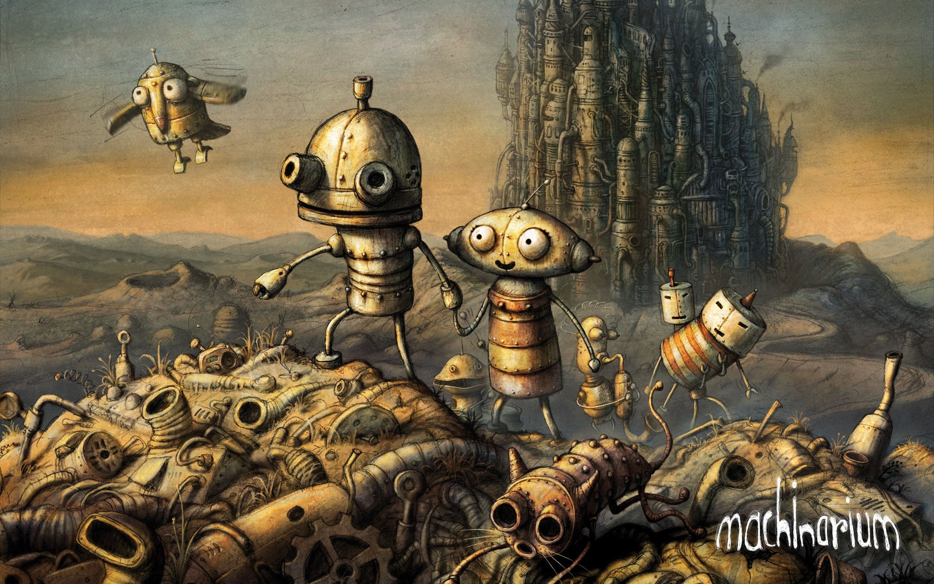 machinarium maschinarium josef stadt deponie roboter grau zerstörung müll chaos schloss