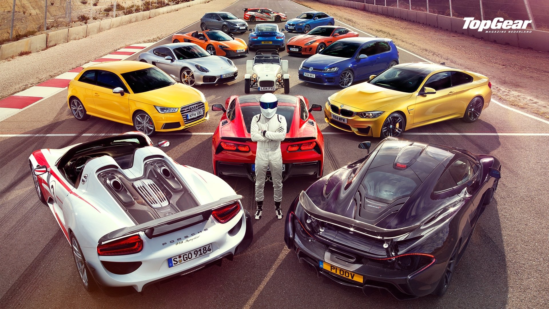 bmw m4 volkswagen golf mclaren p1 chevrolet corvette c7 jaguar f-type supercars stig top gear wallpaper