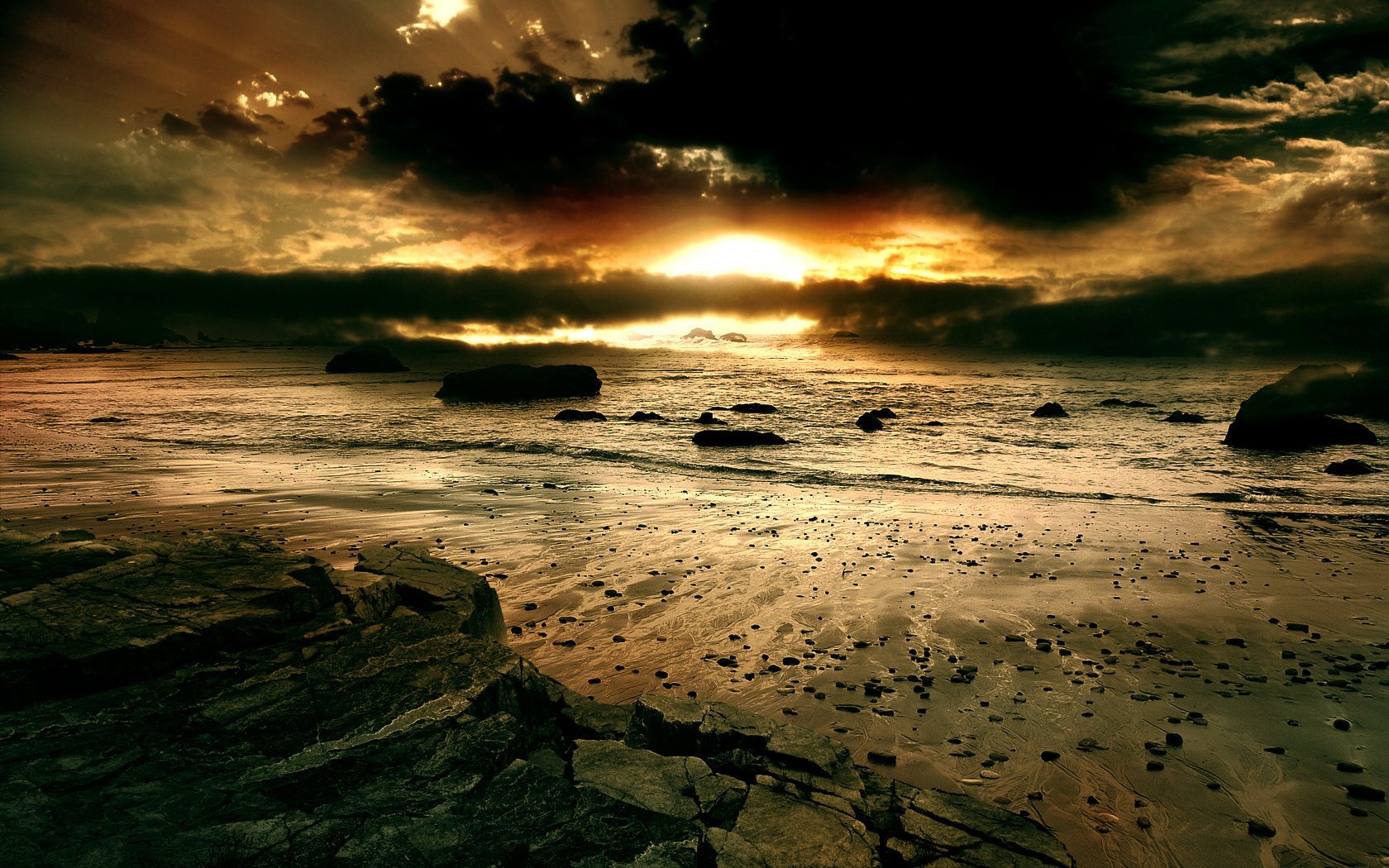 mar rocas nubes puesta de sol cielo tarde surf nubes