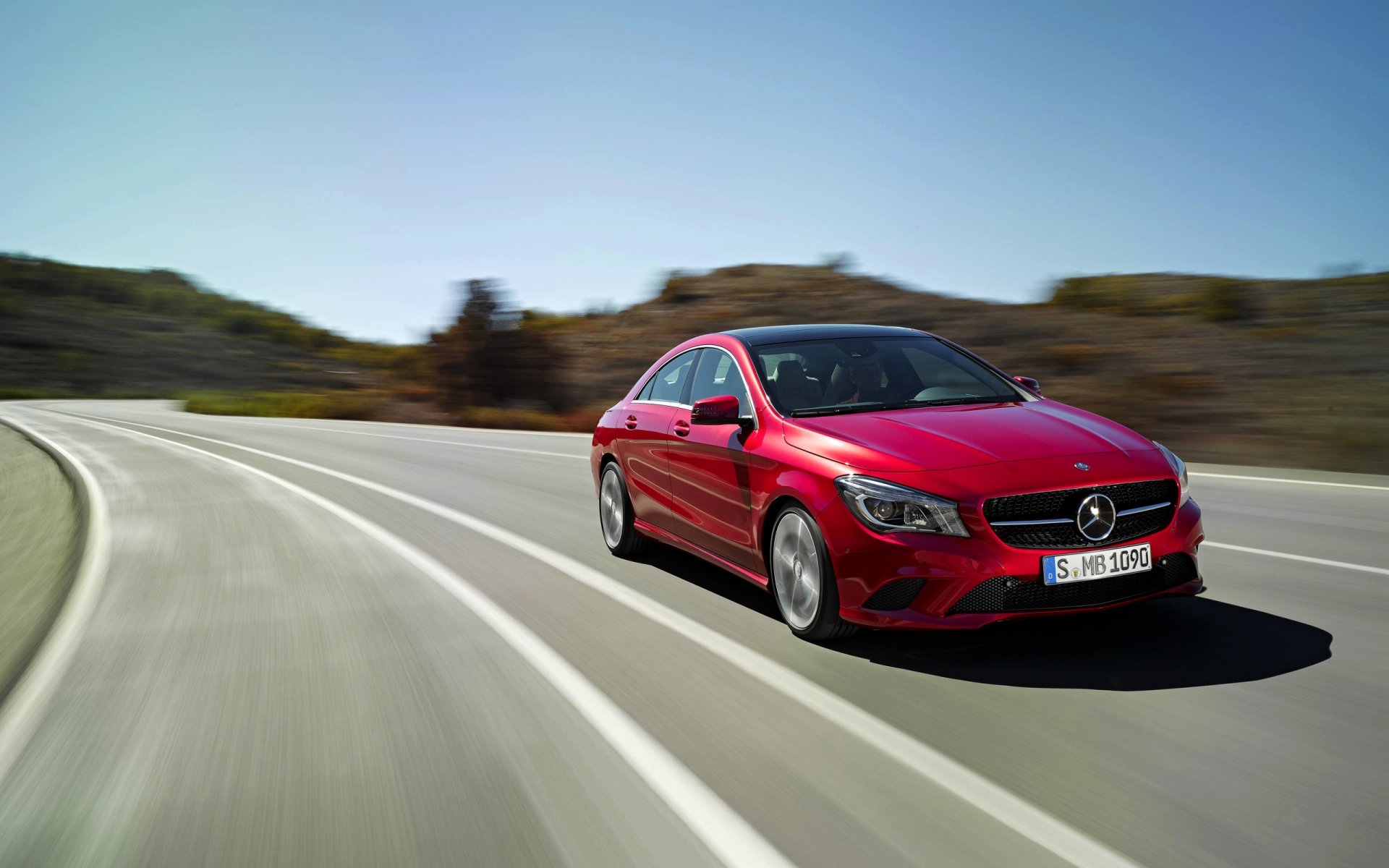 mercedes-benz cla classe auto rosso auto anteriore strada