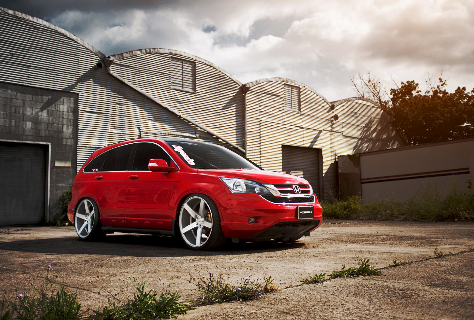 honda cr-v red vossen tuning honda red