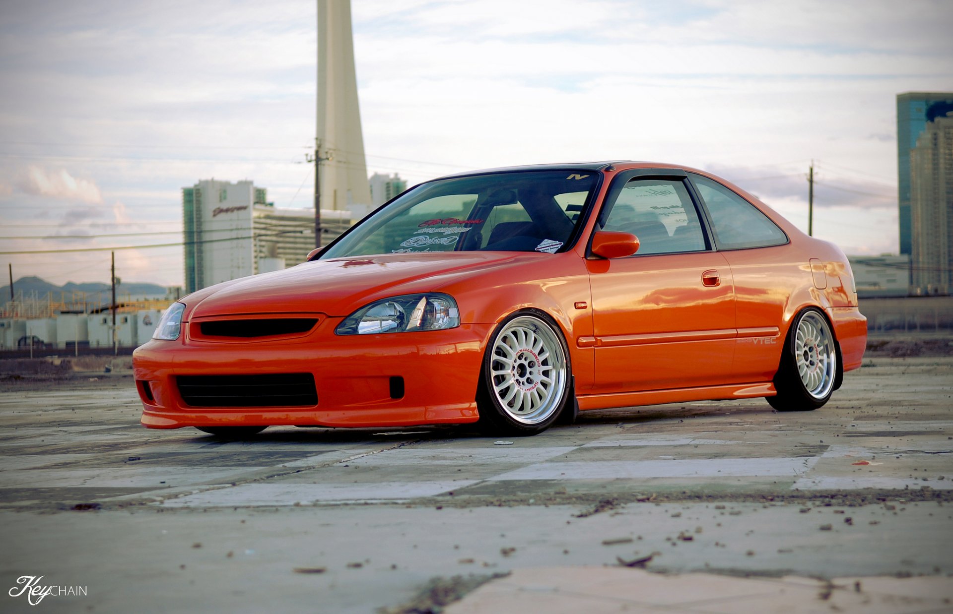 honda civic tuning naranja fotógrafo llavero