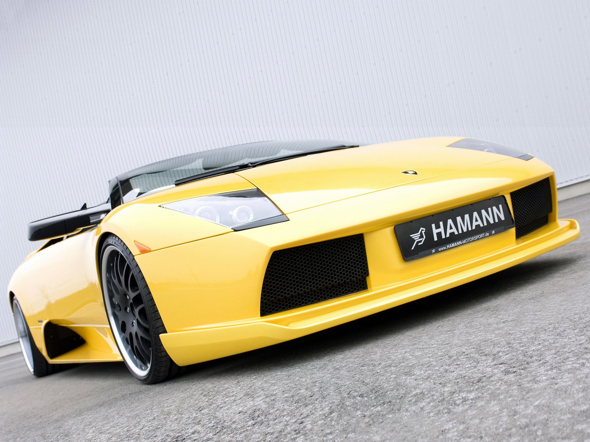 hamann lamborghini murcielago roadster widok z przodu tuning supersamochód żółty