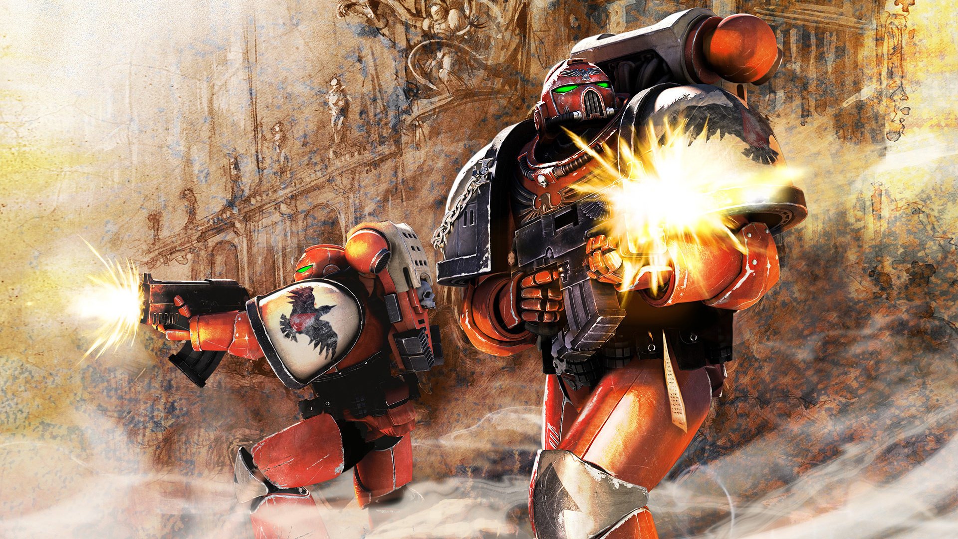 warhammer 40k space marine bolters armi colpi rovine armatura guerrieri fuoco tiro combattimento battaglia carneficina