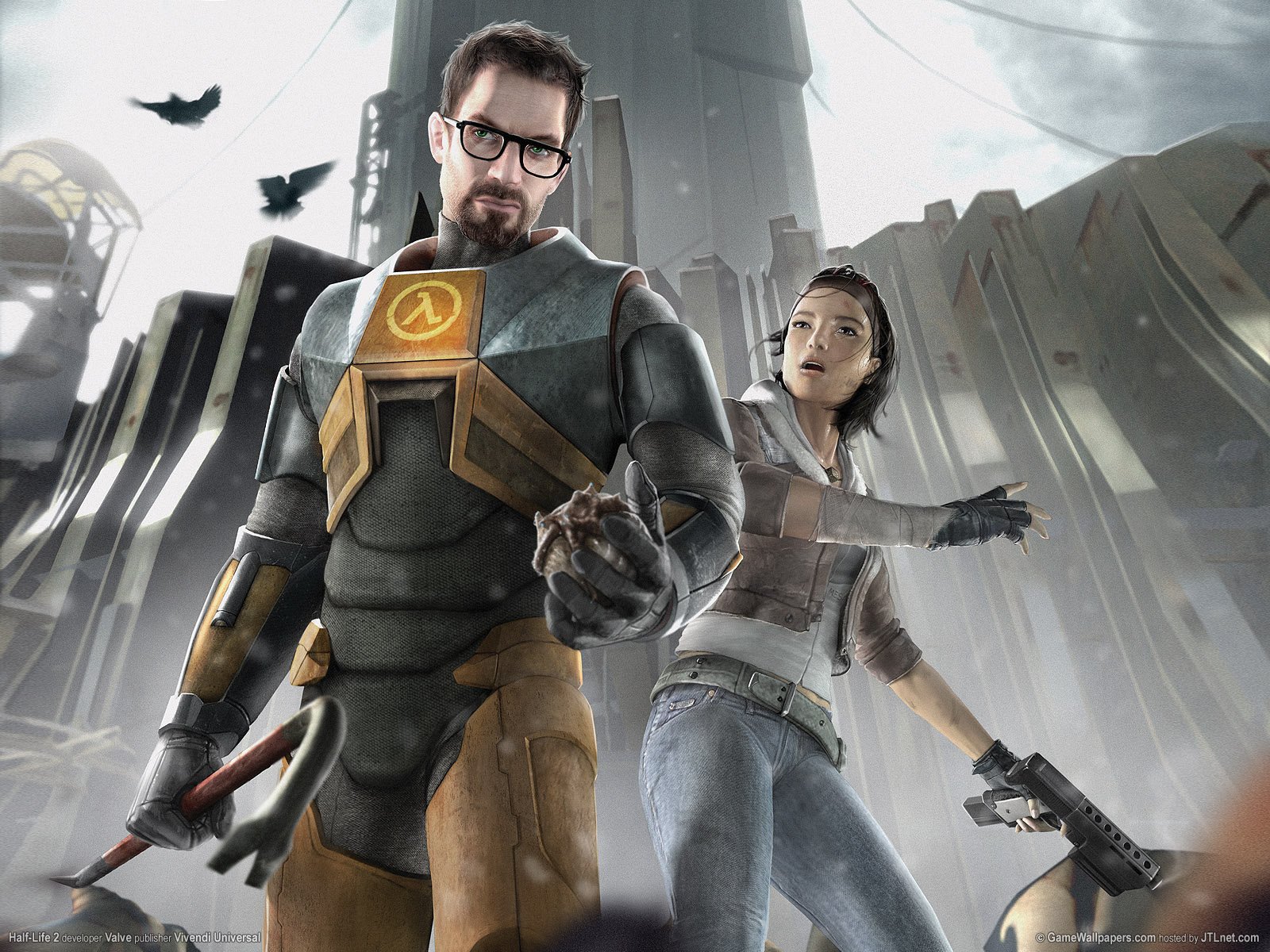 half-life 2 gordon freeman alix city 17 city-17 drawings anime