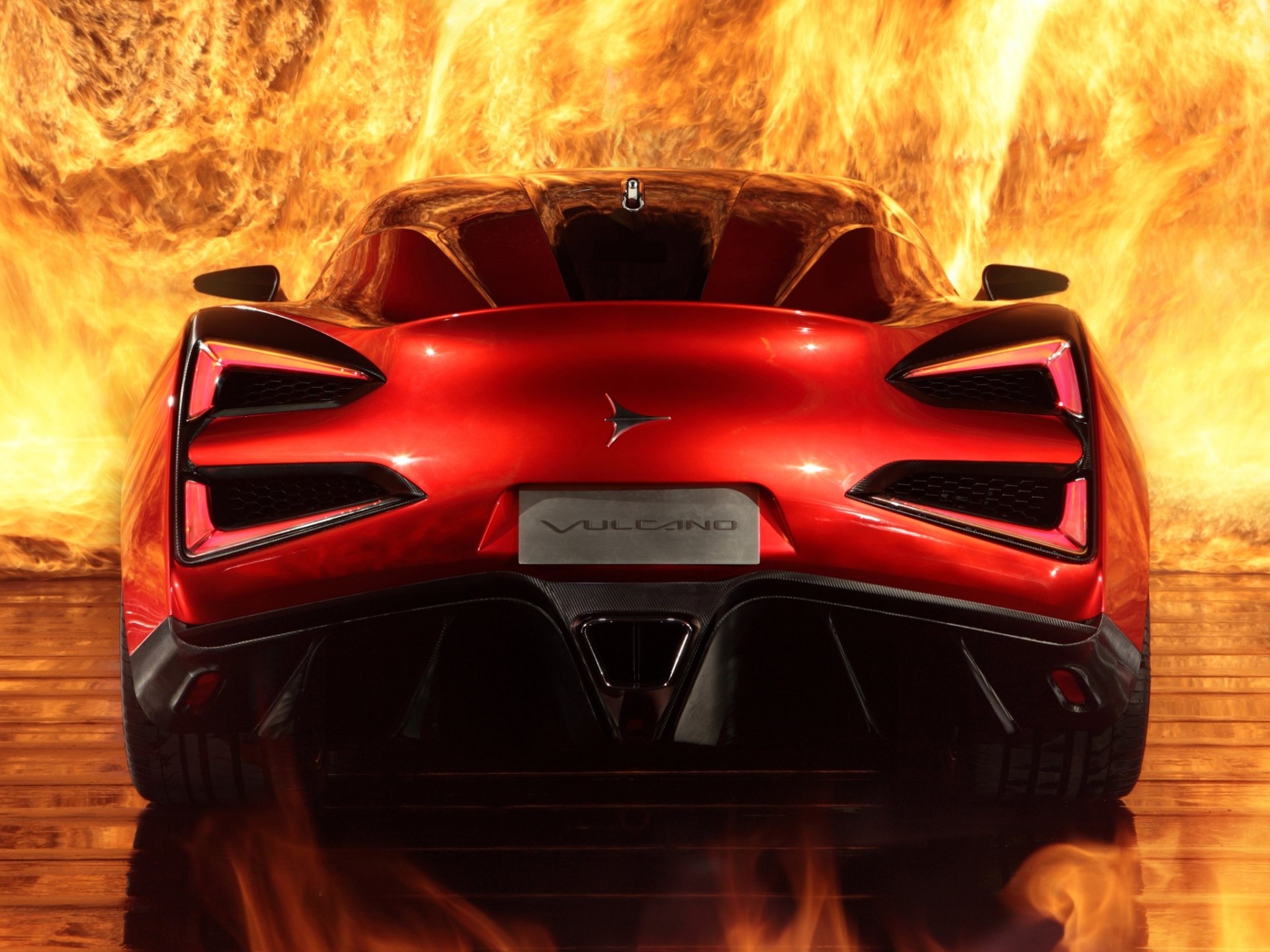 icona vulkan symbol vulkan supercar feuer rückansicht