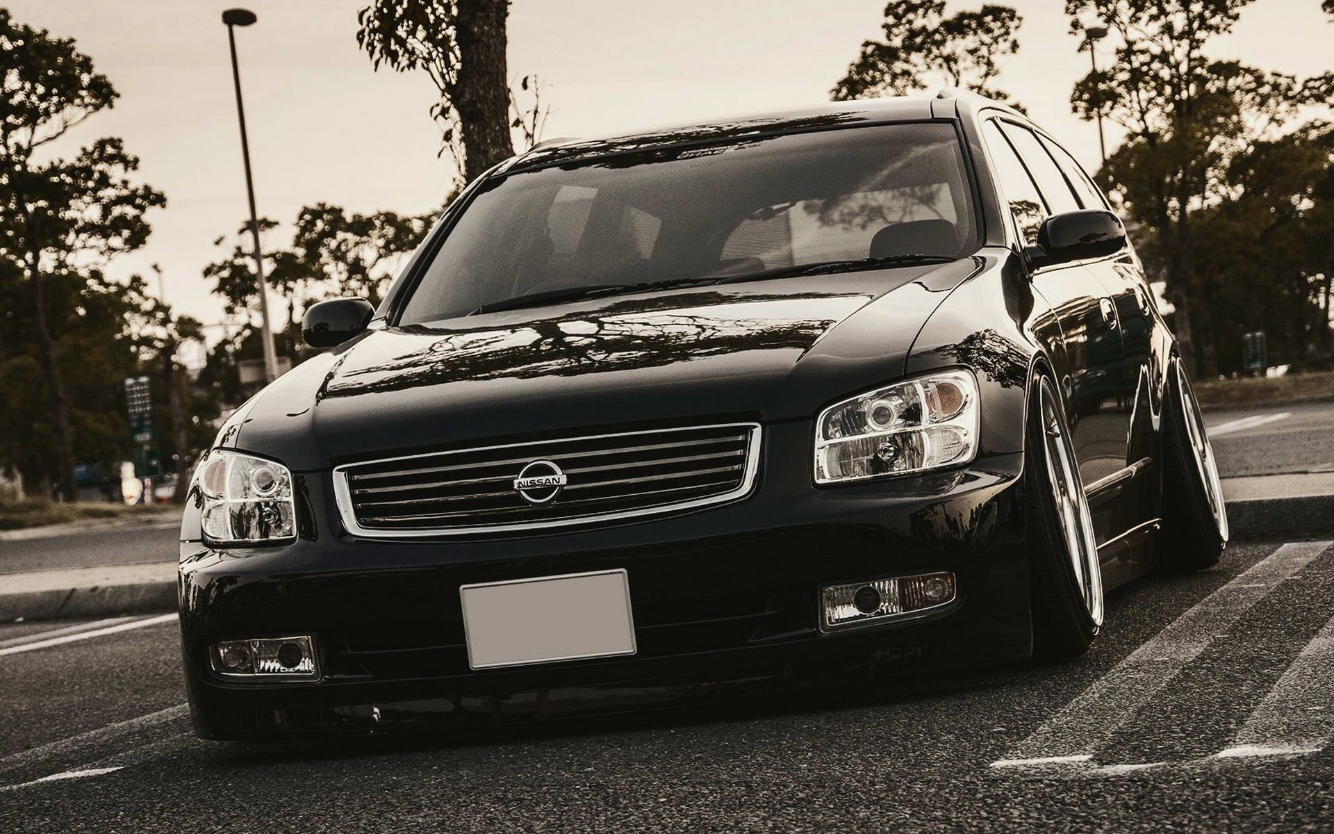 nissan stagea tuning pozycja czarny styl japonia nissan czarny samochód