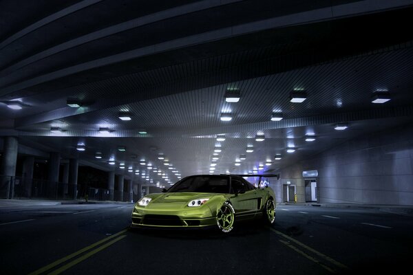 Tuned green car Honda NSX auto wallpaper